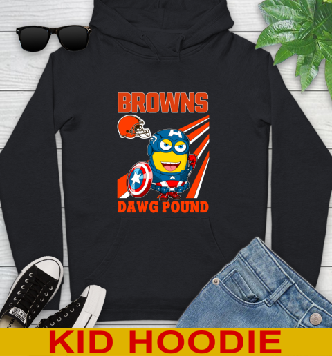 NFL Football Cleveland Browns Captain America Marvel Avengers Minion Shirt Youth Hoodie