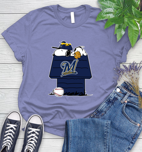 MLB Milwaukee Brewers Snoopy Woodstock The Peanuts Movie Baseball T Shirt Women's T-Shirt 11