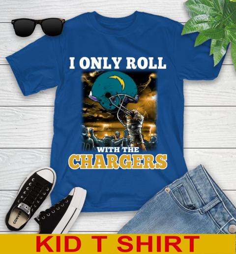 Los Angeles Chargers NFL Football I Only Roll With My Team Sports Youth T-Shirt 10