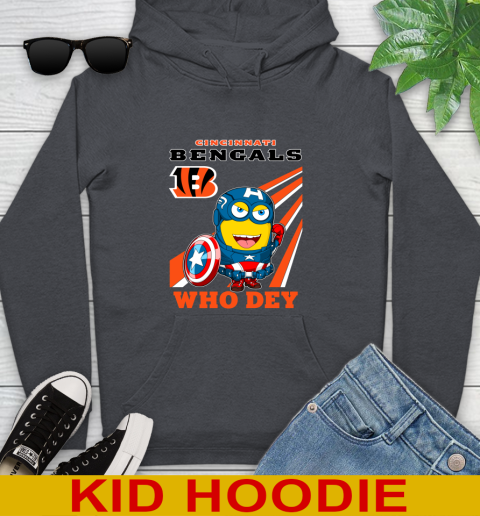 NFL Football Cincinnati Bengals Captain America Marvel Avengers Minion Shirt Youth Hoodie 9
