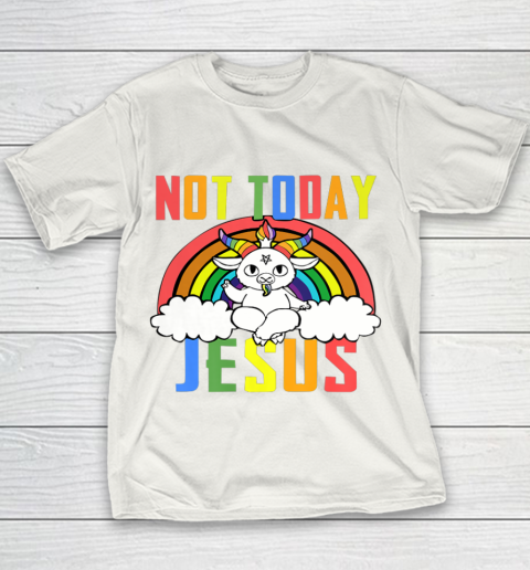 Unicorn Rainbow Not Today Jesus Premium Youth T-Shirt 2