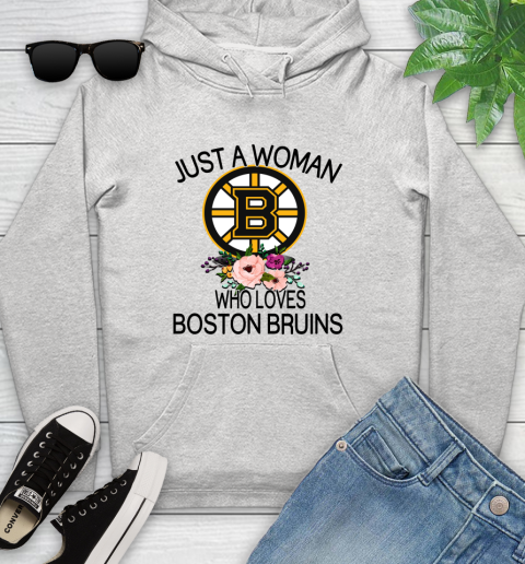 NHL Just A Woman Who Loves Boston Bruins Hockey Sports Youth Hoodie