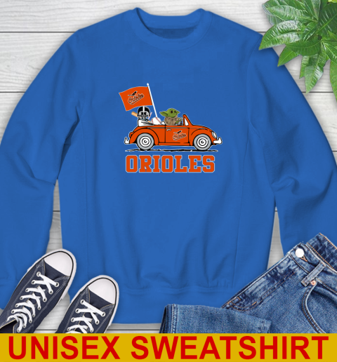 MLB Baseball Baltimore Orioles Darth Vader Baby Yoda Driving Star Wars Shirt Sweatshirt 9