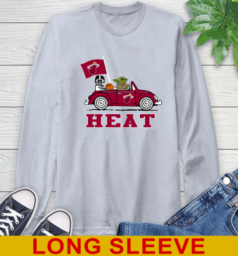 NBA Basketball Miami Heat Darth Vader Baby Yoda Driving Star Wars Shirt Long Sleeve T-Shirt 6