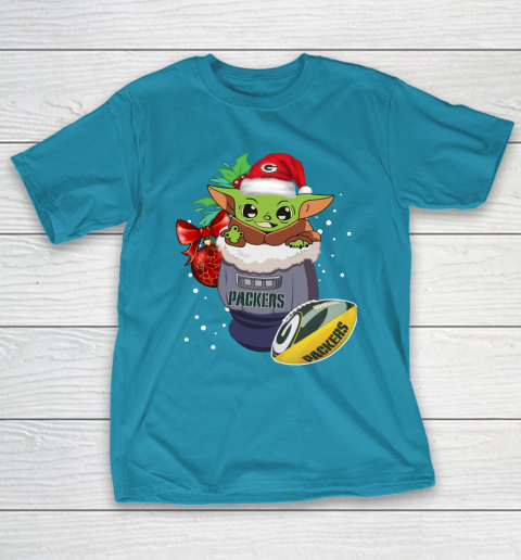 Green Bay Packers Christmas Baby Yoda Star Wars Funny Happy NFL T-Shirt 8