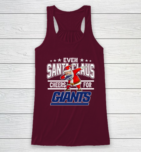 New York Giants Even Santa Claus Cheers For Christmas NFL Racerback Tank 2