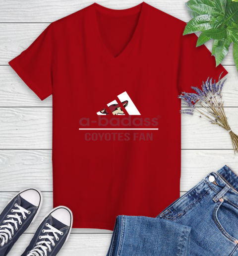 NHL A Badass Arizona Coyotes Fan Adidas Hockey Sports Women's V-Neck T-Shirt 11