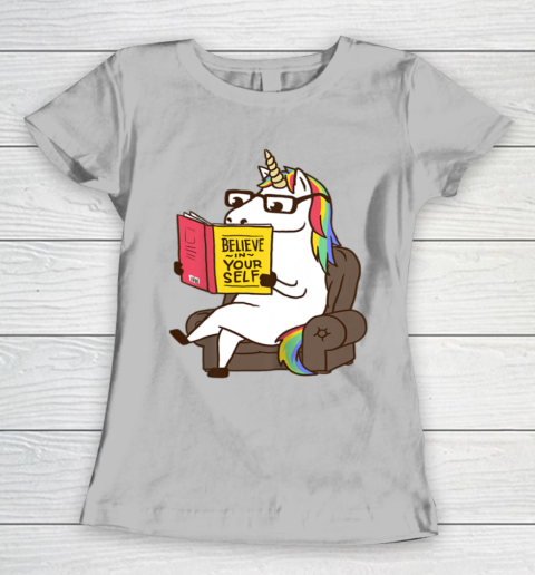 Unicorn Shirt Believe in Yourself Motivational Book Lover Women's T-Shirt 5