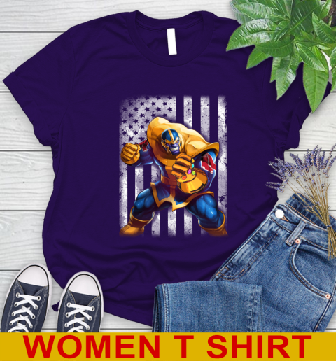 MLB Baseball Boston Red Sox Thanos Marvel American Flag Shirt Women's T-Shirt 4