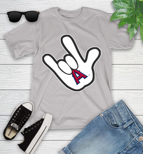 Los Angeles Angels MLB Baseball Mickey Rock Hand Disney Youth T-Shirt 12