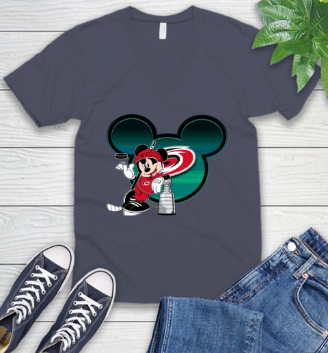 NHL Carolina Hurricanes Stanley Cup Mickey Mouse Disney Hockey T Shirt V-Neck T-Shirt 9