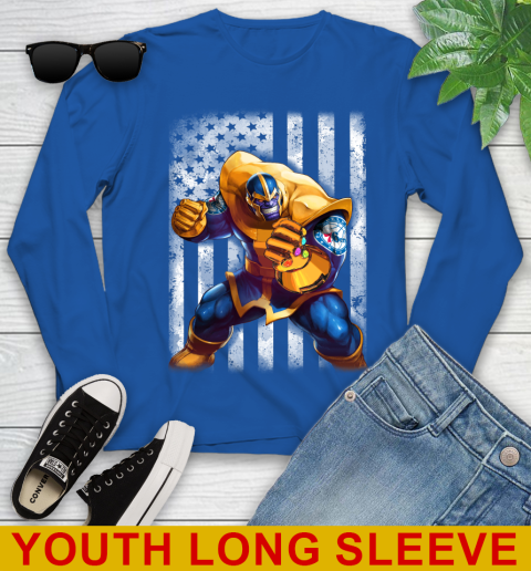 NBA Basketball Philadelphia 76ers Thanos Marvel American Flag Shirt Youth Long Sleeve 10