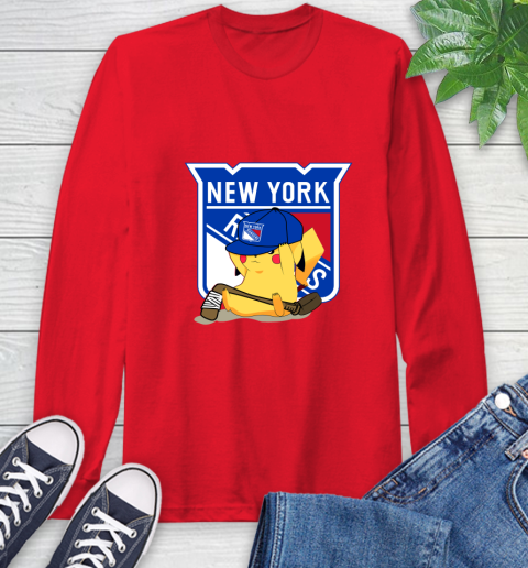 NHL Pikachu Hockey Sports New York Rangers Long Sleeve T-Shirt 10