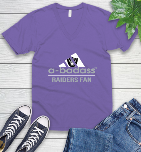 Oakland Raiders NFL Football A Badass Adidas Adoring Fan Sports V-Neck T-Shirt 8
