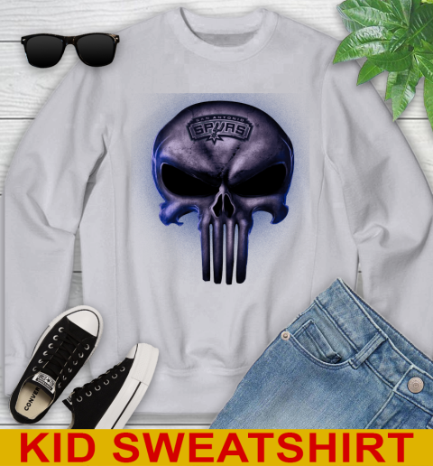 San Antonio Spurs NBA Basketball Punisher Skull Sports Youth Sweatshirt 3