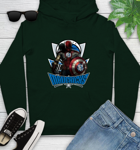 Dallas Mavericks NBA Basketball Captain America Thor Spider Man Hawkeye Avengers Youth Hoodie 13