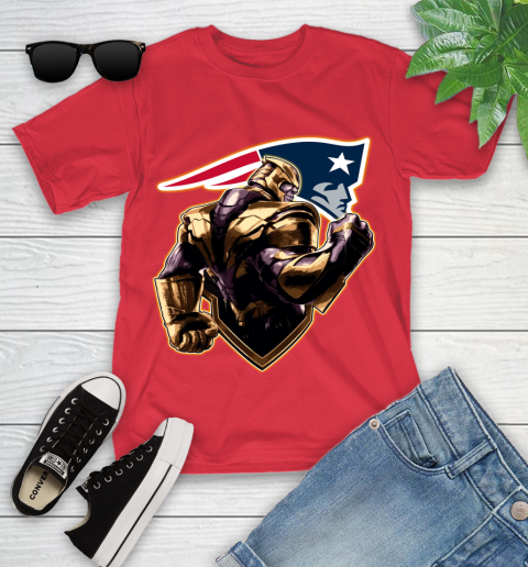 NFL Thanos Avengers Endgame Football Sports New England Patriots Youth T-Shirt 10