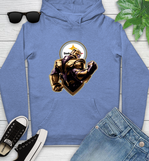 NFL Thanos Avengers Endgame Football Sports Pittsburgh Steelers Youth Hoodie 12