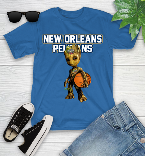 New Orleans Pelicans NBA Basketball Groot Marvel Guardians Of The Galaxy Youth T-Shirt 9