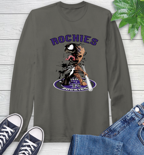 MLB Colorado Rockies Baseball Venom Groot Guardians Of The Galaxy Long Sleeve T-Shirt 8