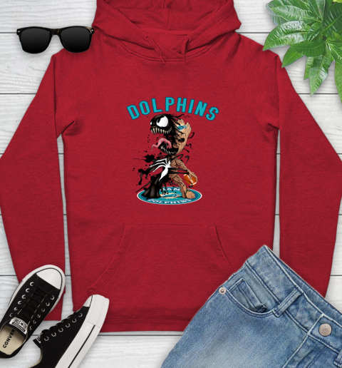 NFL Miami Dolphins Football Venom Groot Guardians Of The Galaxy Youth Hoodie 11