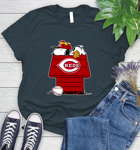 MLB Cincinnati Reds Snoopy Woodstock The Peanuts Movie Baseball T Shirt Women's T-Shirt 8