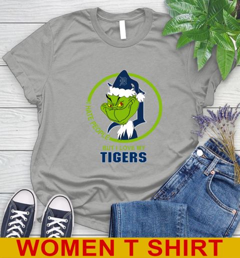 Detroit Tigers MLB Christmas Grinch I Hate People But I Love My Favorite Baseball Team Women's T-Shirt 11