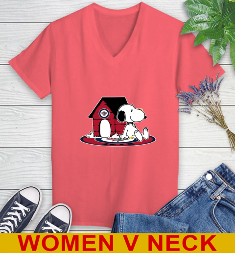 NHL Hockey Winnipeg Jets Snoopy The Peanuts Movie Shirt Women's V-Neck T-Shirt 7