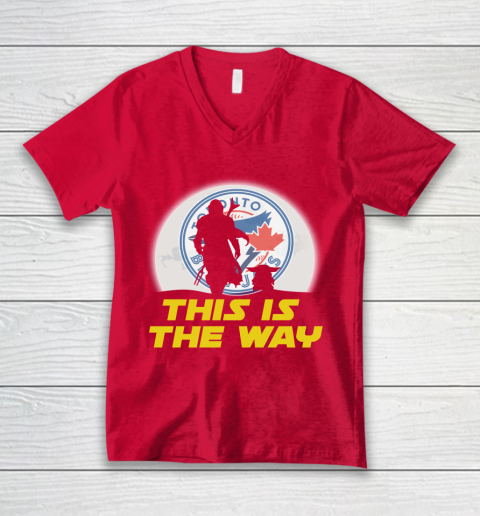 Toronto Blue Jays MLB Baseball Star Wars Yoda And Mandalorian This Is The Way V-Neck T-Shirt 6