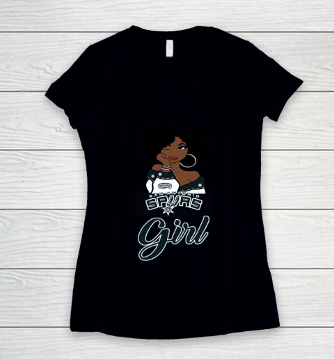 San Antonio Spurs Girl NBA Women's V-Neck T-Shirt