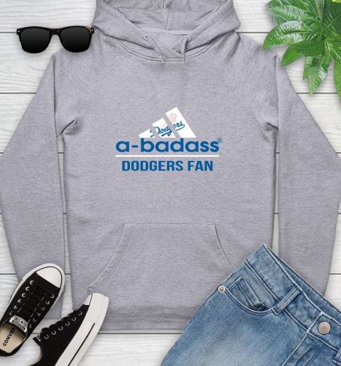 MLB A Badass Los Angeles Dodgers Fan Adidas Baseball Sports Youth Hoodie 6