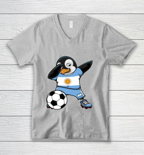 Dabbing Penguin Argentina Soccer Fans Jersey Football Lovers V-Neck T-Shirt 2