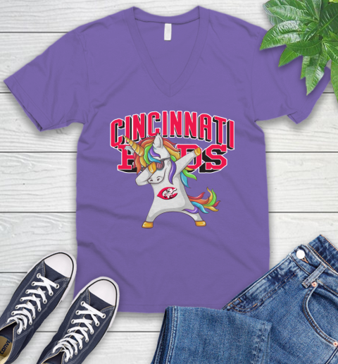 Cincinnati Reds MLB Baseball Funny Unicorn Dabbing Sports V-Neck T-Shirt 11 Cincinnati Reds MLB Baseball Funny Unicorn Dabbing Sports V-Neck T-Shirt - Image 11