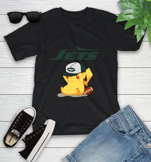 NFL Pikachu Football Sports New York Jets Youth T-Shirt 2