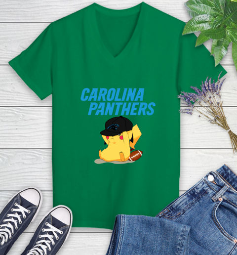 NFL Pikachu Football Sports Carolina Panthers Women's V-Neck T-Shirt 5