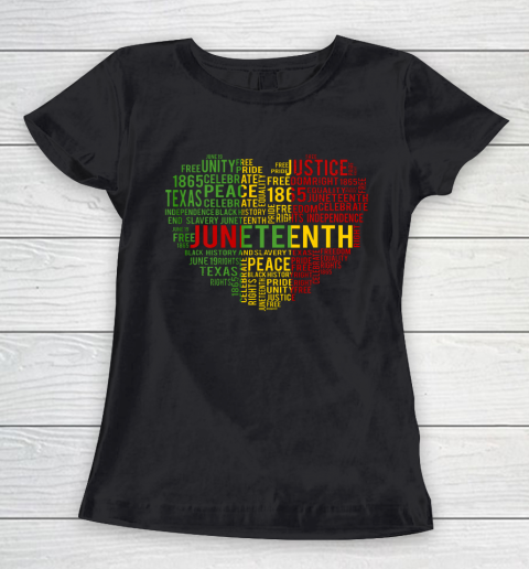 Juneteenth Heart Black History Afro American African Freedom Women's T-Shirt