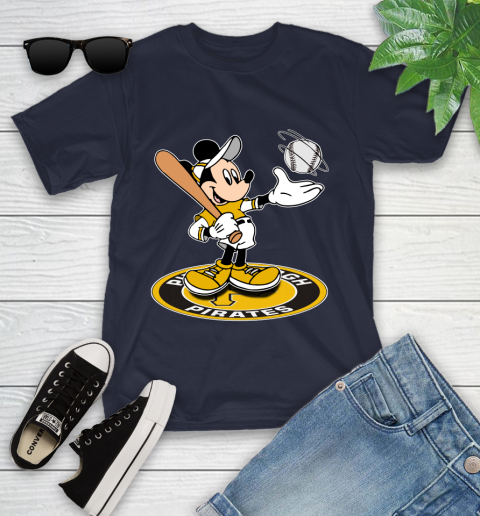 MLB Baseball Pittsburgh Pirates Cheerful Mickey Disney Shirt Youth T-Shirt 3