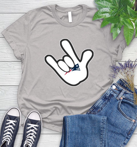New England Patriots NFL Football Mickey Rock Hand Disney Women's T-Shirt 10