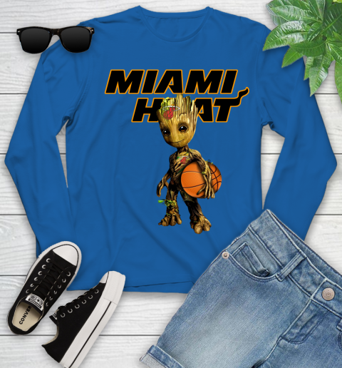 Miami Heat NBA Basketball Groot Marvel Guardians Of The Galaxy Youth Long Sleeve 9