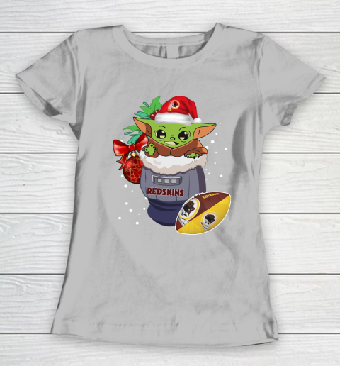 Washington Redskins Christmas Baby Yoda Star Wars Funny Happy NFL Women's T-Shirt 6