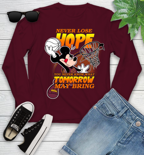 Cleveland Cavaliers NBA Basketball Mickey Disney Never Lose Hope Youth Long Sleeve 6