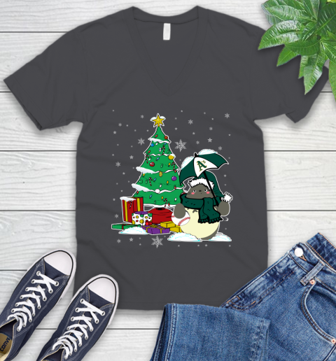 Oakland Athletics MLB Baseball Cute Tonari No Totoro Christmas Sports V-Neck T-Shirt 4