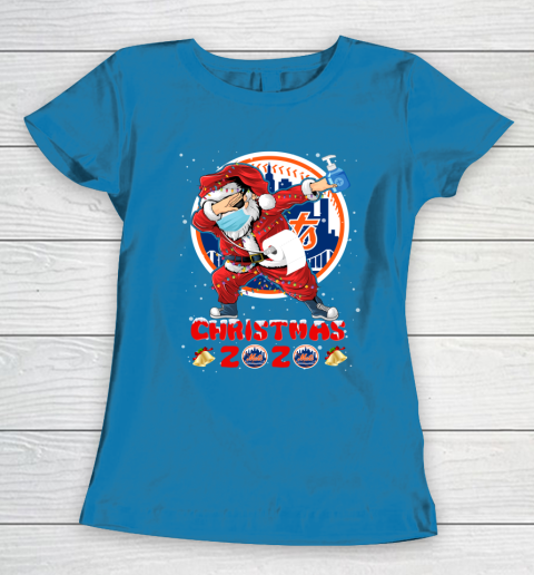 New York Mets Funny Santa Claus Dabbing Christmas 2020 MLB Women's T-Shirt 6
