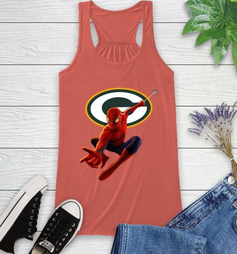 NFL Spider Man Avengers Endgame Football Green Bay Packers Racerback Tank 4