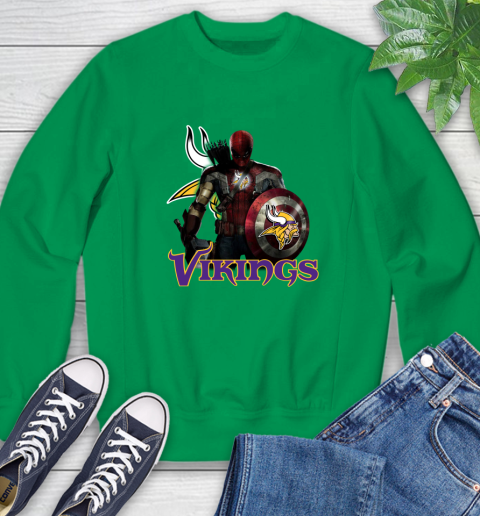 NFL Captain America Thor Spider Man Hawkeye Avengers Endgame Football Minnesota Vikings Sweatshirt 6