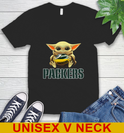 NFL Football Green Bay Packers Baby Yoda Star Wars Shirt V-Neck T-Shirt 2