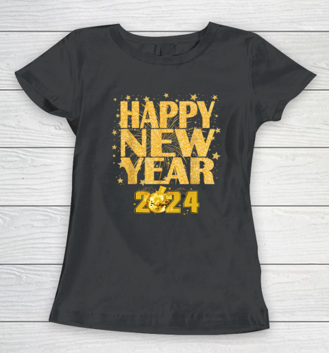 Happy New Year 2024 New Years Eve Party Countdown Fireworks Women's T-Shirt