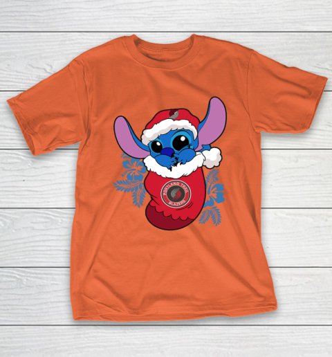 Portland Trail Blazers Christmas Stitch In The Sock Funny Disney NBA T-Shirt 6