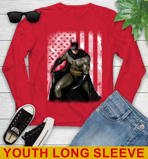 Chicago White Sox MLB Baseball Batman DC American Flag Shirt Youth Long Sleeve 11