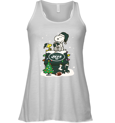 A Happy Christmas With New York Jets Snoopy Racerback Tank
